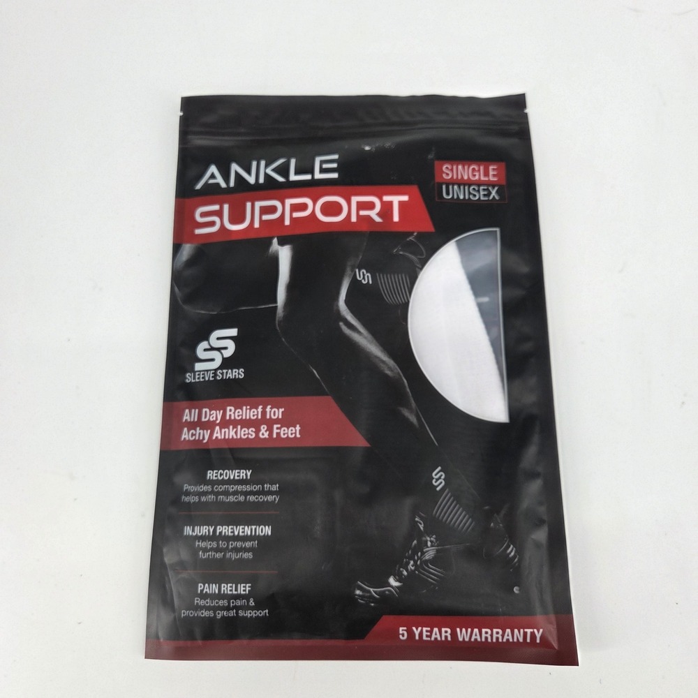 Sleeve Stars Ankle Support Compression Sleeve Unisex Single White Adjustable